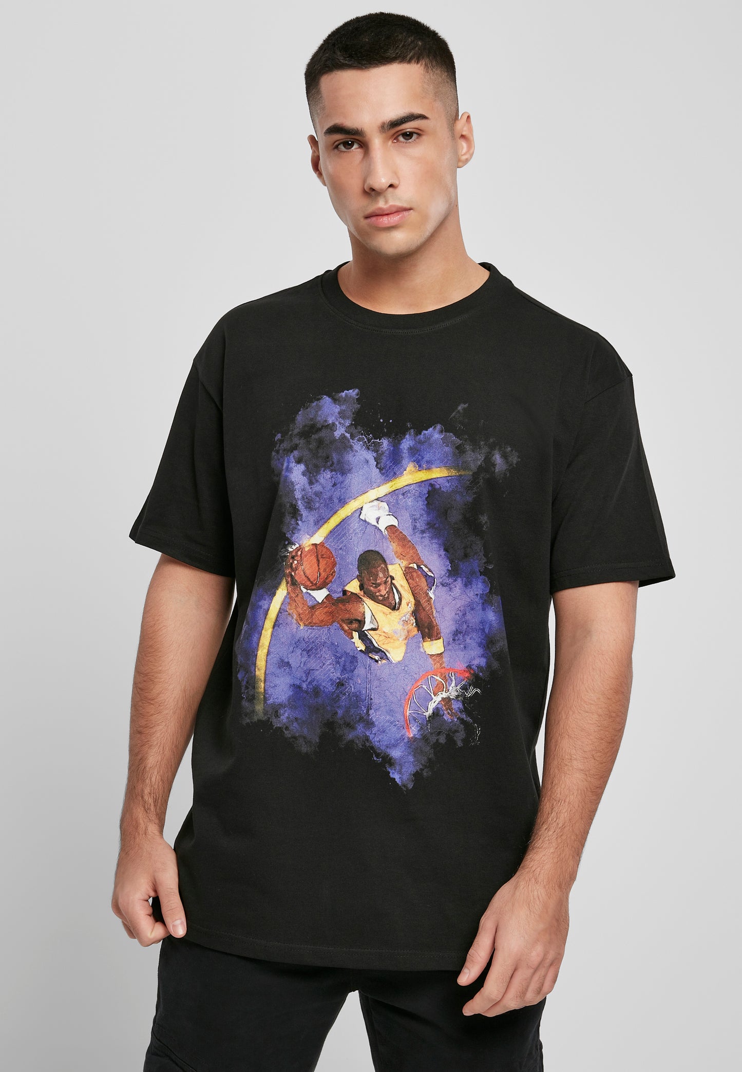 Basketball Clouds 2.0 Oversize T-Shirt Kobe Bryant Thema in Schwarz