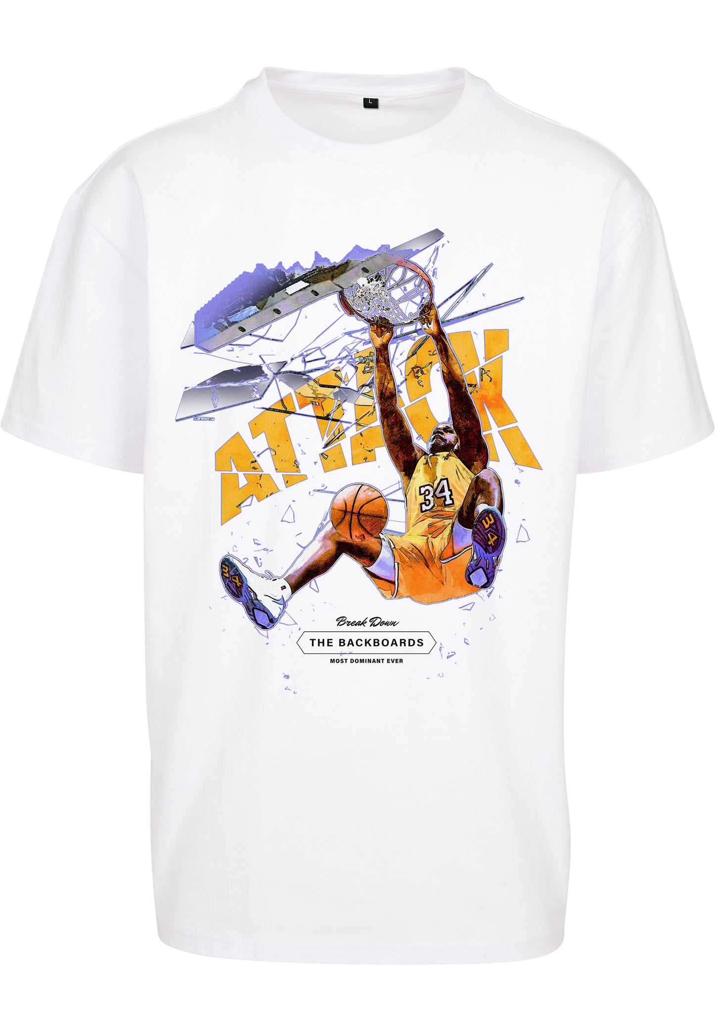 Attack Player Oversize T-Shirt Shaquille O'Neal Thema in Weiß