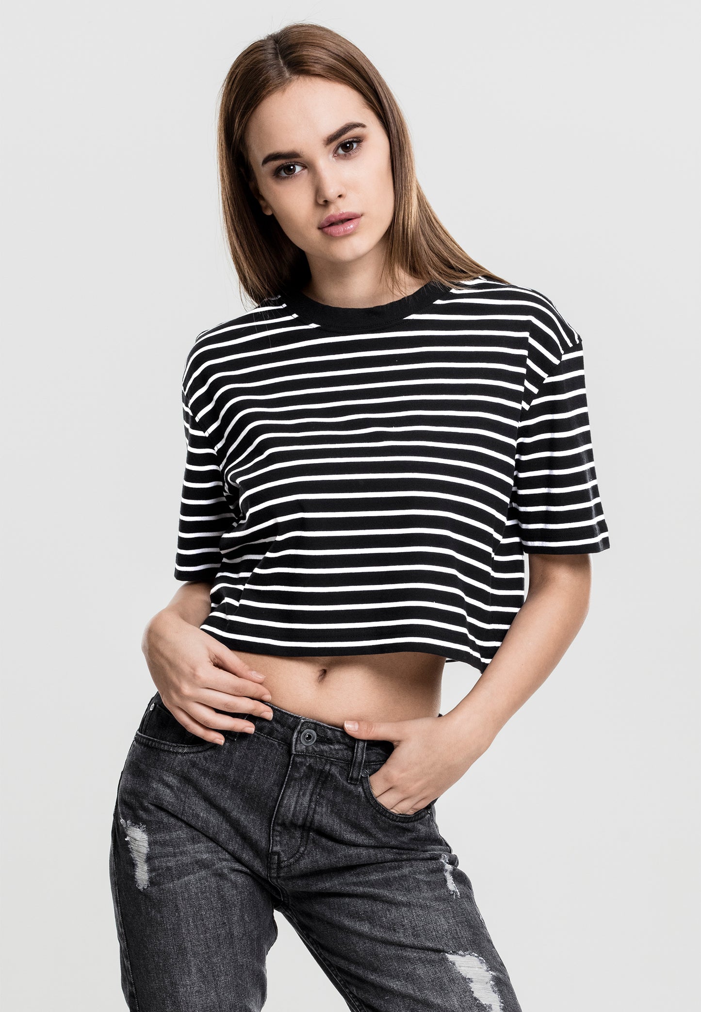 Urban Classics Damen Short Gestreiftes Oversized T-Shirt