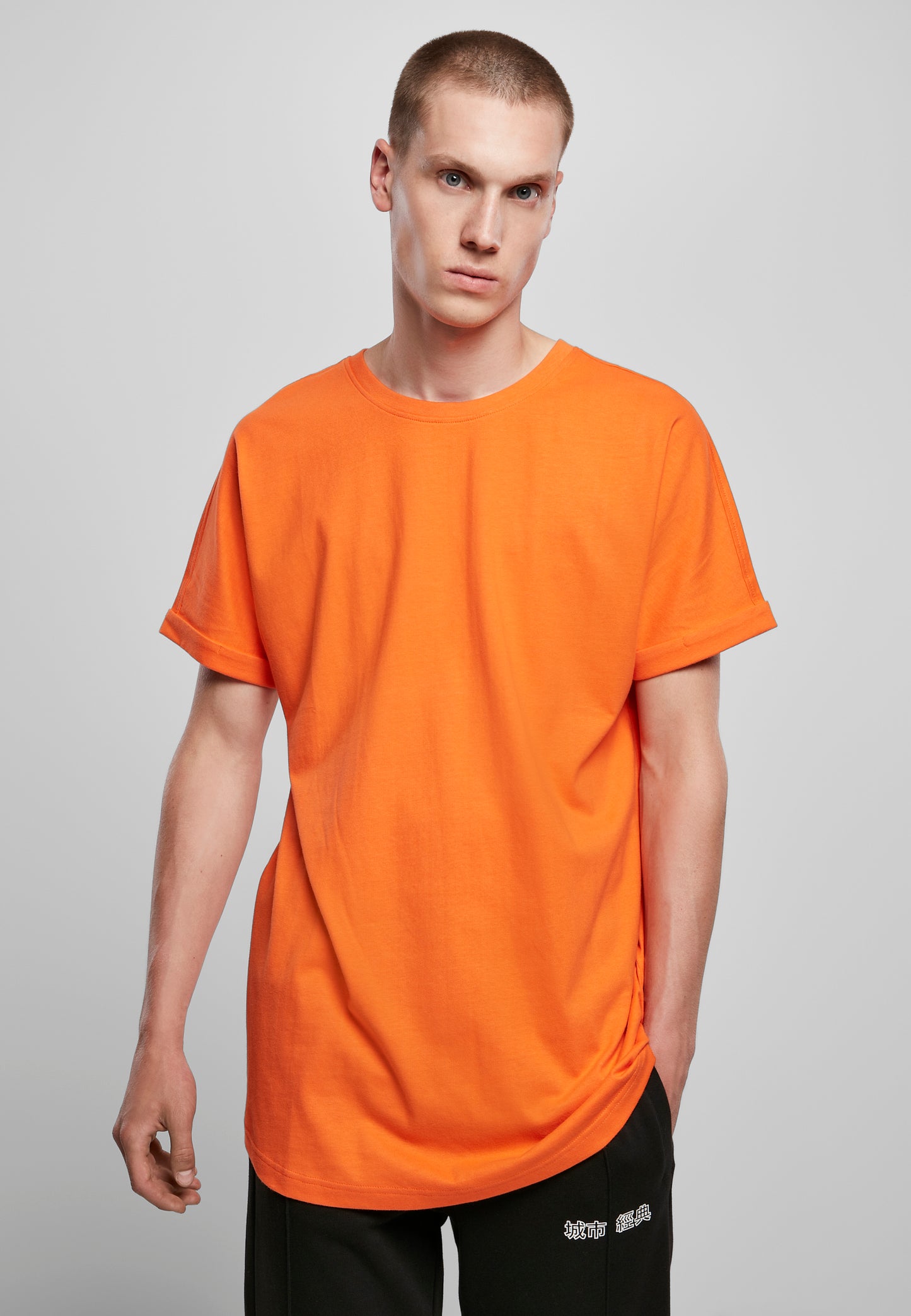 Urban Classics Long Shaped Turnup T-Shirt in Mandarin-Street-& Sportswear Aurich