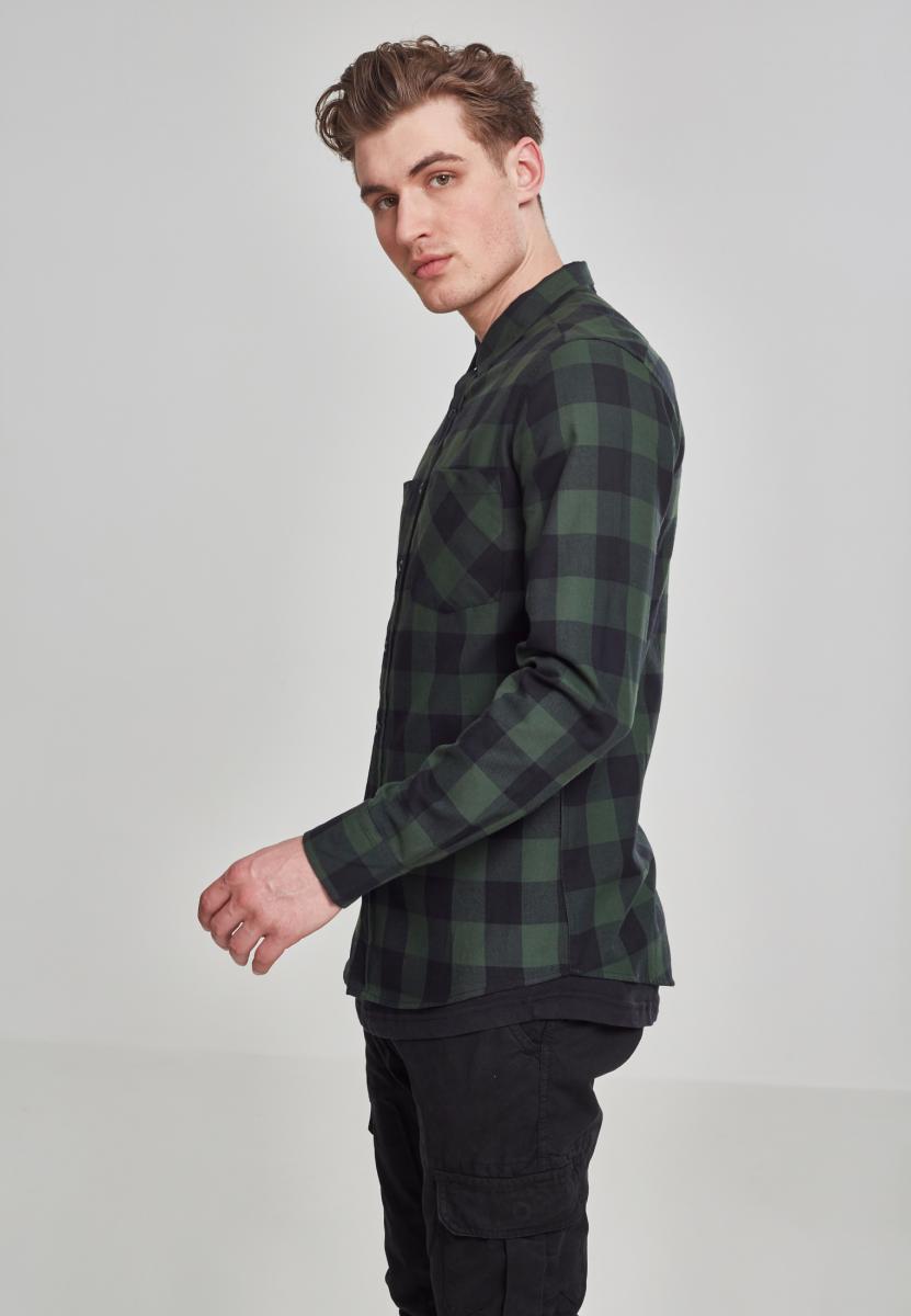 Urban Classics Checked Flanell Hemd in Schwarz / Forest