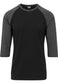 Urban Classics Contrast 3/4 Sleeve Raglan T-Shirt in Schwarz/Grau