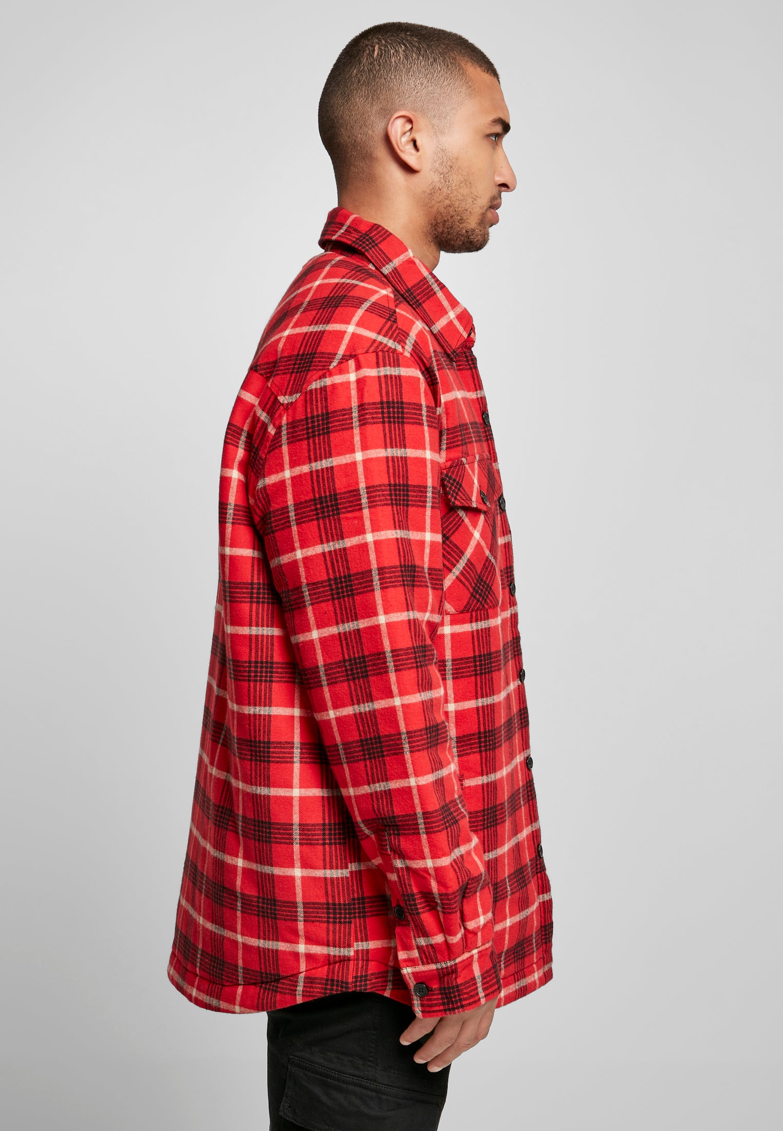 Urban Classics Plaid Quilted Shirt Jacke in Rot-Street-& Sportswear Aurich