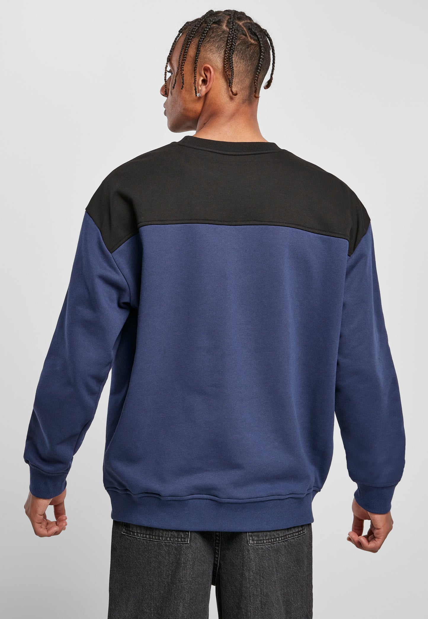 Urban Classics Upper Block Sweater in Schwarz / Blau