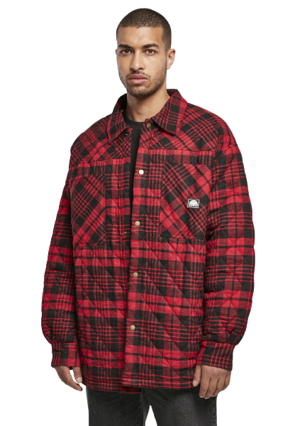 Southpole Flannel Quilted Shirt Jacke in Darkred