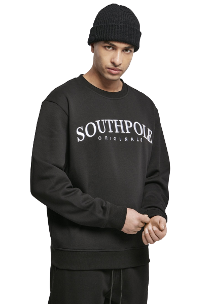 Southpole Script 3D Embroidery Sweater in Schwarz