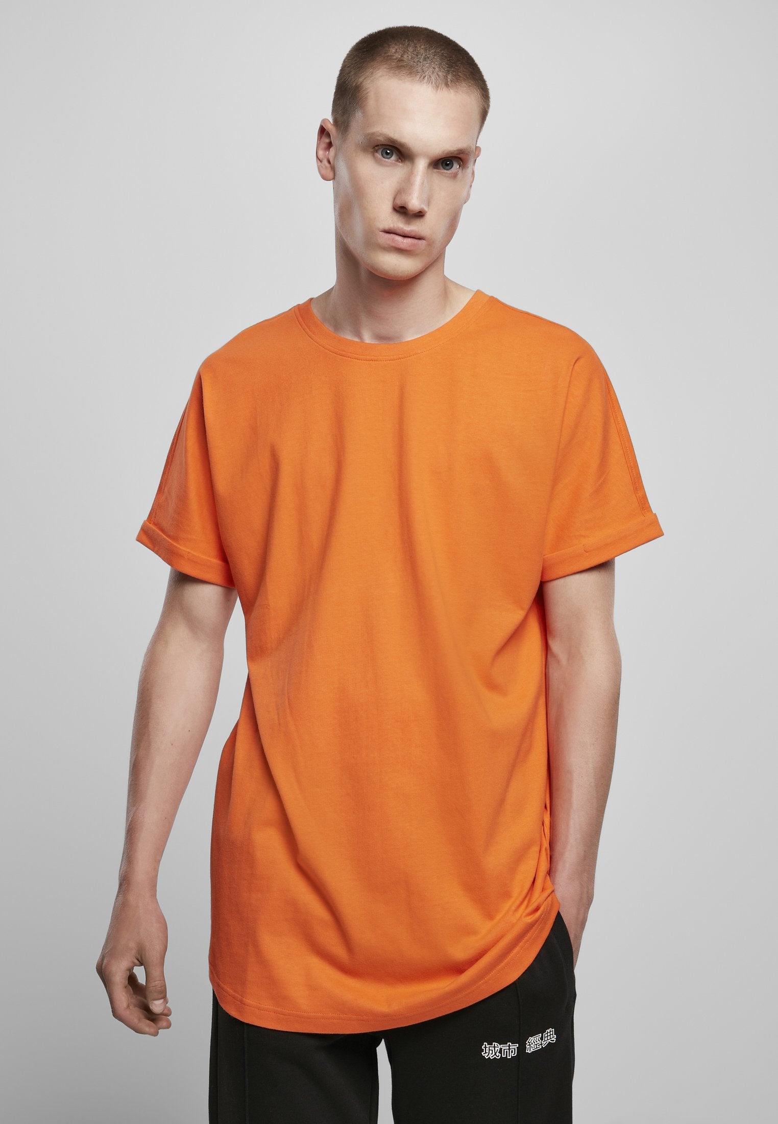 Urban Classics Long Shaped Turnup T-Shirt in Mandarin-Street-& Sportswear Aurich