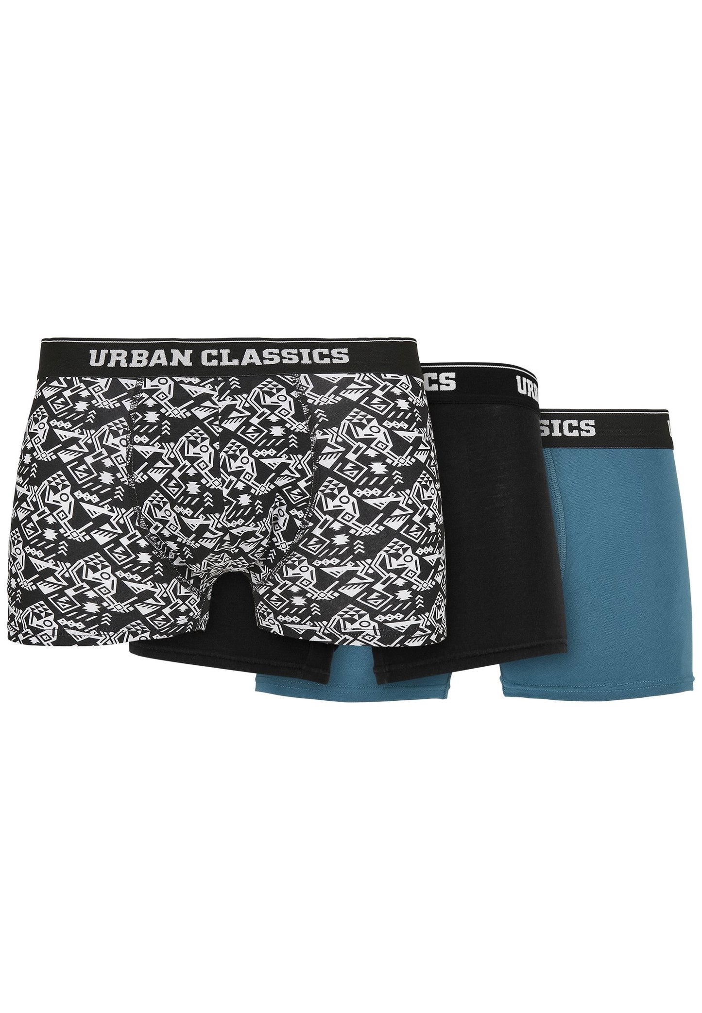Urban Classics Organic Boxer Shorts 3-Pack in detail aop/Schwarz/jasper-Street-& Sportswear Aurich
