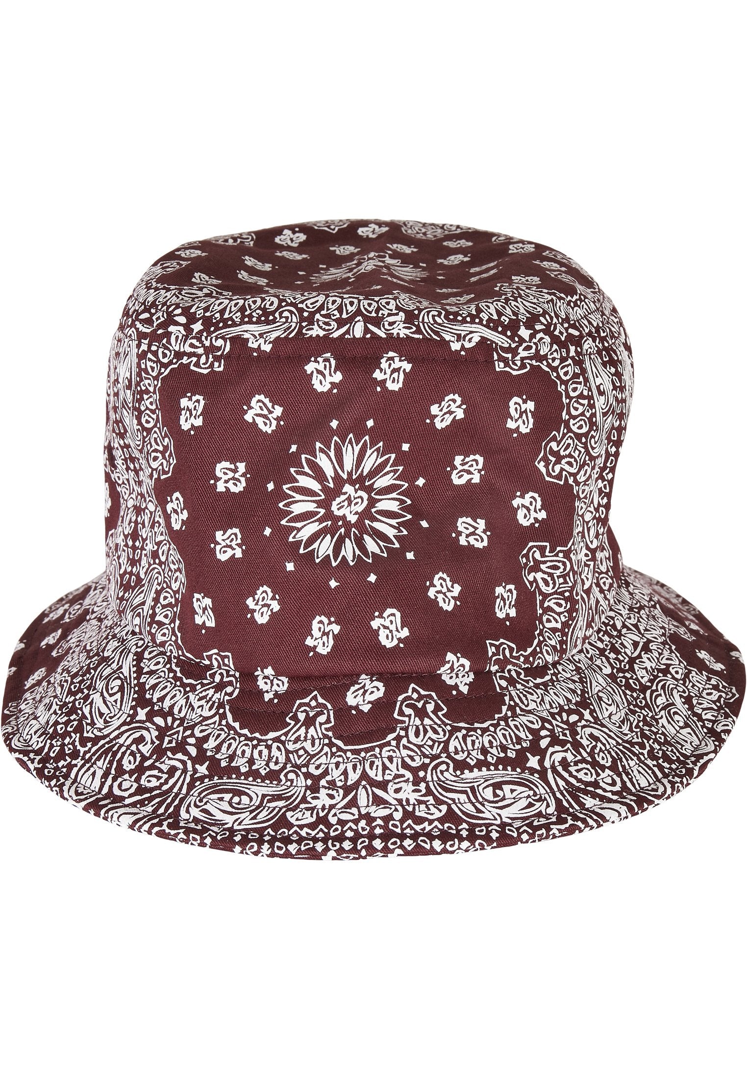 Yupoong Flexfit Bandana Print Bucket Hat in Cherry / White-Street-& Sportswear Aurich