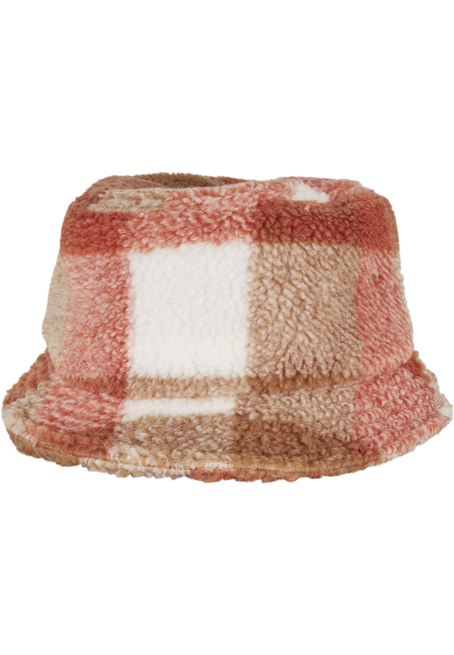 Yupoong Flexfit Sherpa Check Bucket Hat in whitesand/toffee-Street-& Sportswear Aurich